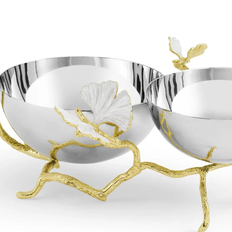 Butterfly Ginkgo Gold Double Dish