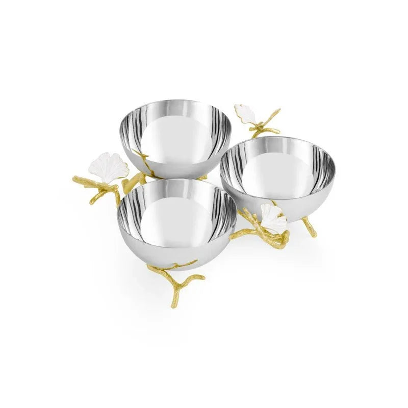 Michael Aram Butterfly Gingko Gold Triple Bowl