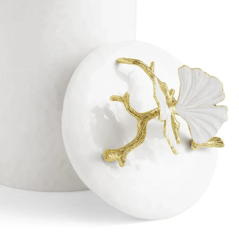 Michael Aram Butterfly Ginkgo Gold Porcelain Canister