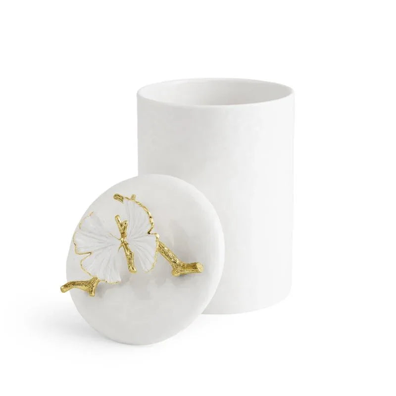 Michael Aram Butterfly Ginkgo Gold Porcelain Canister
