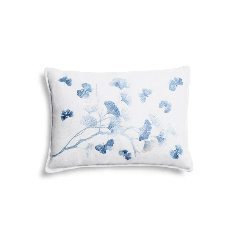 Michael Aram Butterfly Ginkgo Ombre Embroidered Dec Pillow Sky and Crème