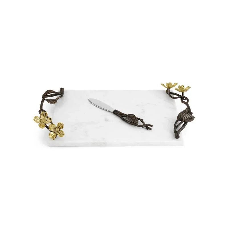 Michael Aram Dogwood Small Cheeseboard and knife