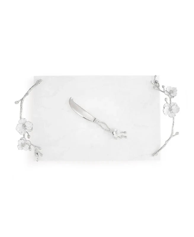 Michael Aram Silver Orchid Cheeseboard with Knife