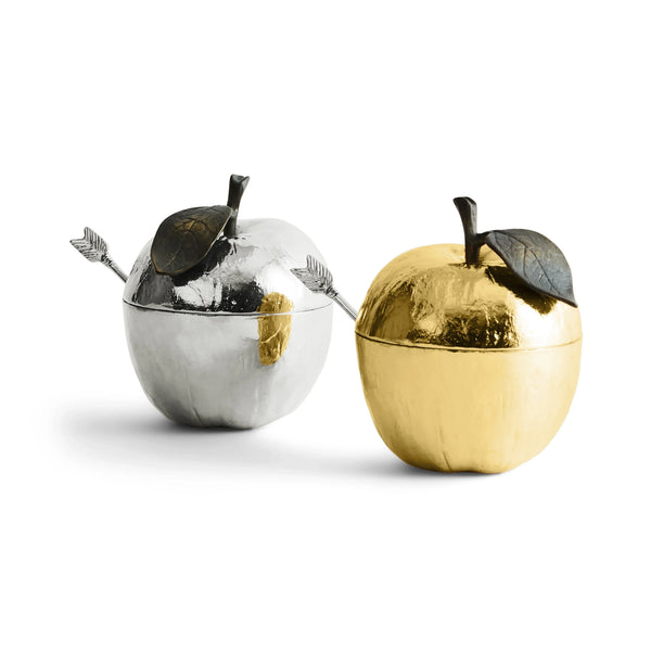 Michael Aram Apple Honey Pot w/ Spoon Nickelplate