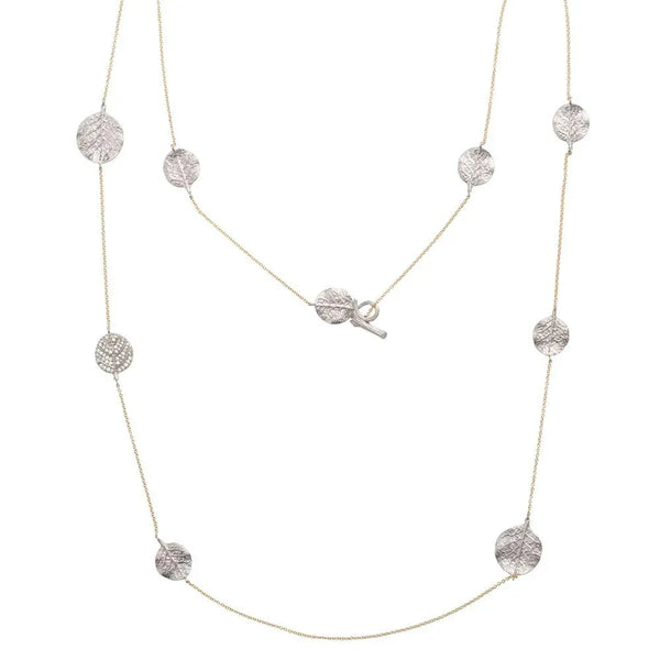 Michael Aram Botanical Leaf 36" Station Necklace with Diamonds