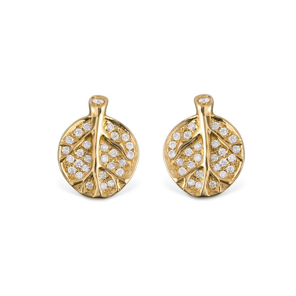 Michael Aram Botanical Leaf Earrings with Diamonds