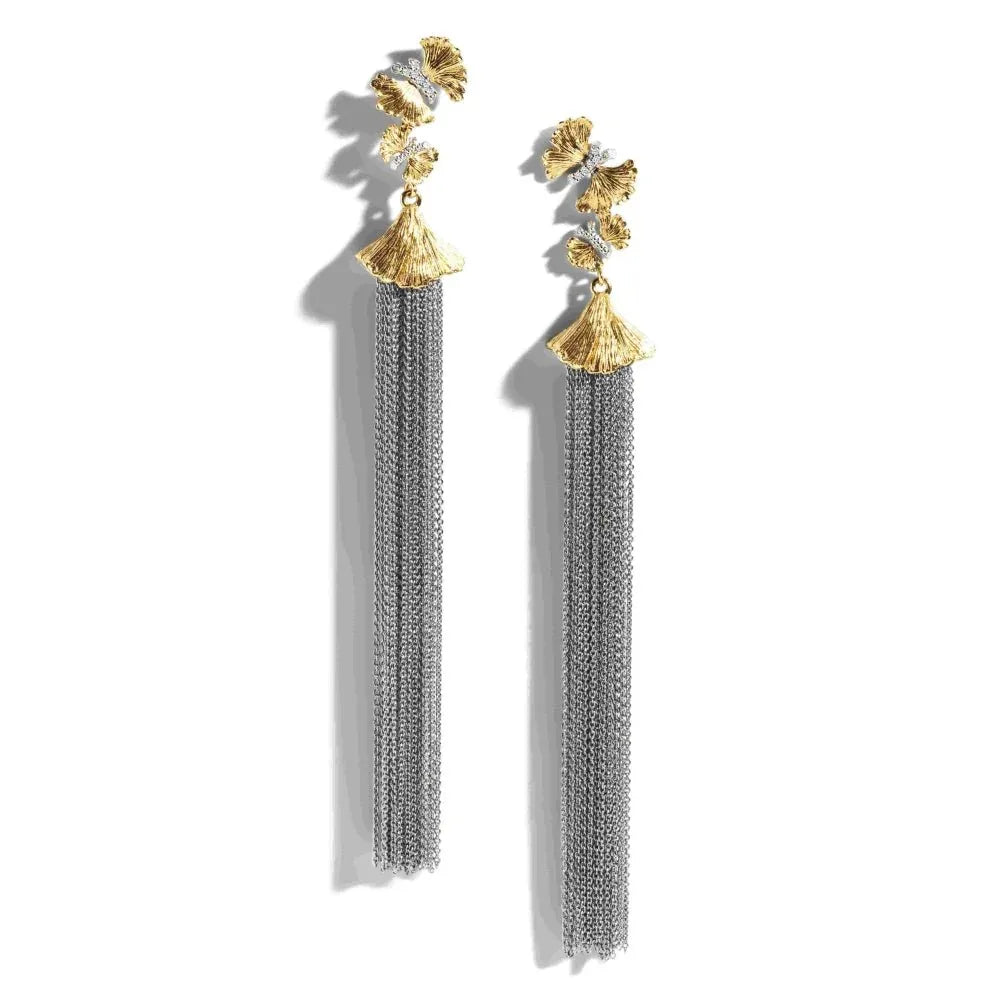 Michael Aram Butterfly Ginkgo Tassel Earrings with Diamonds