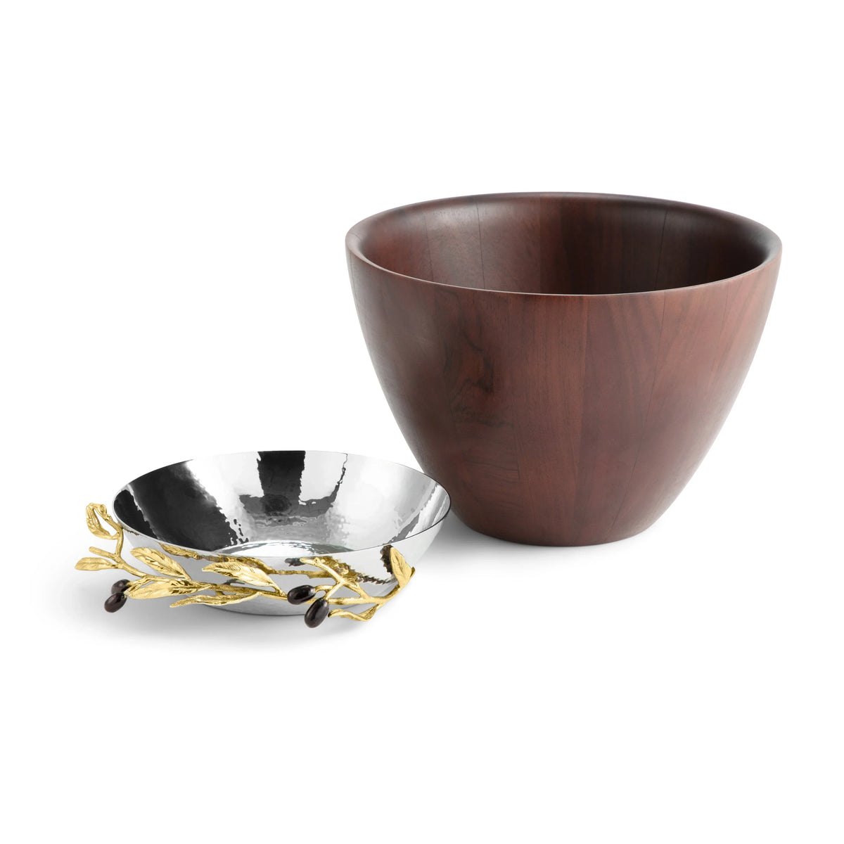 Michael Aram Olive Branch Gold Wood Bowl