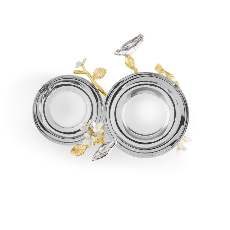 Lovebirds Silver &amp; Gold Double Dish