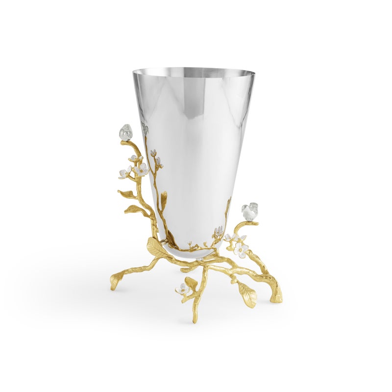 Lovebirds Silver &amp; Gold Medium Vase