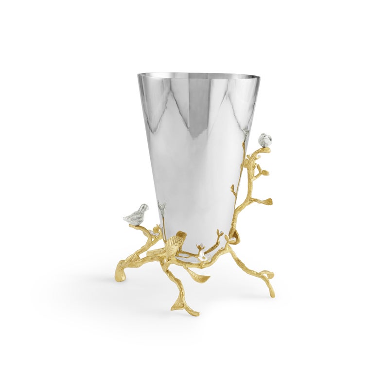 Lovebirds Silver &amp; Gold Medium Vase