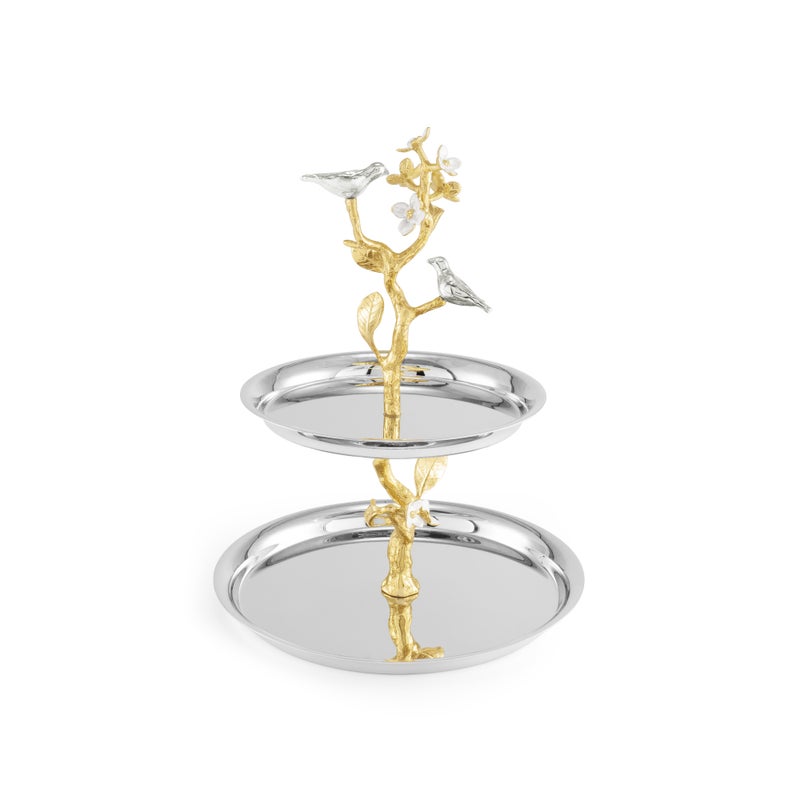 Lovebirds Silver &amp; Gold Etagere
