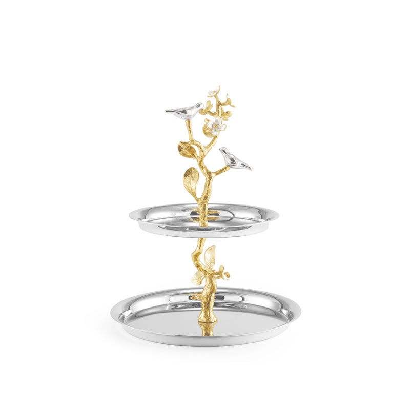 Lovebirds Silver &amp; Gold Etagere