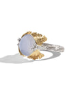 Butterfly Ginkgo Ring with Chalcedony and Diamonds