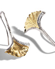 Butterfly Ginkgo Leaf Drop Earrings with Diamonds