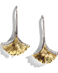 Butterfly Ginkgo Leaf Drop Earrings with Diamonds