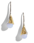 Butterfly Ginkgo Earrings with Chalcedony and Diamonds