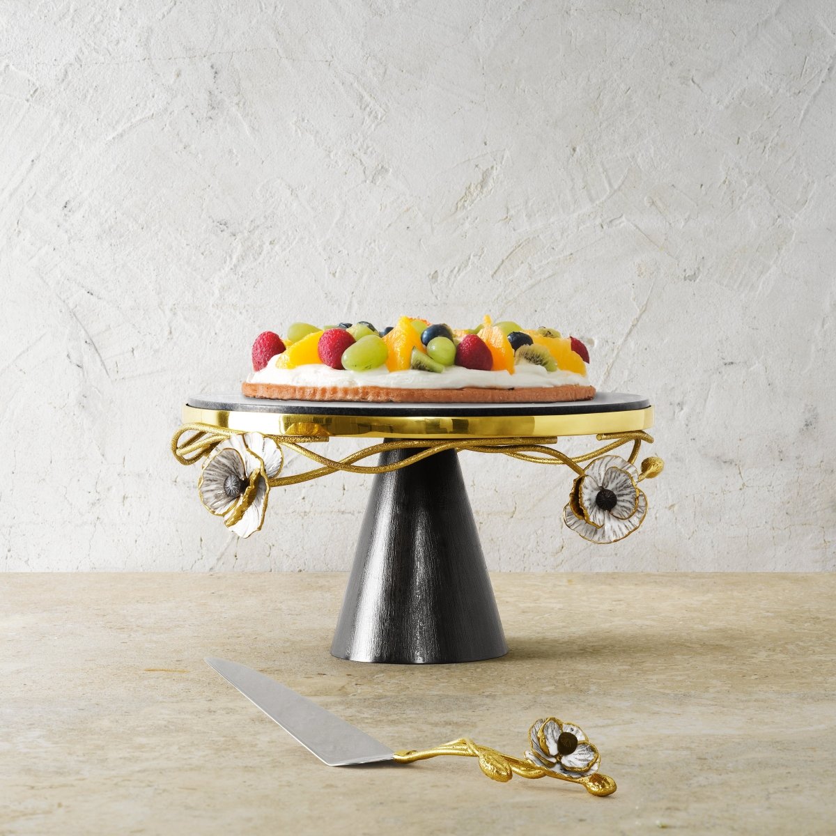 Michael Aram Anemone Cake Stand & Knife Set