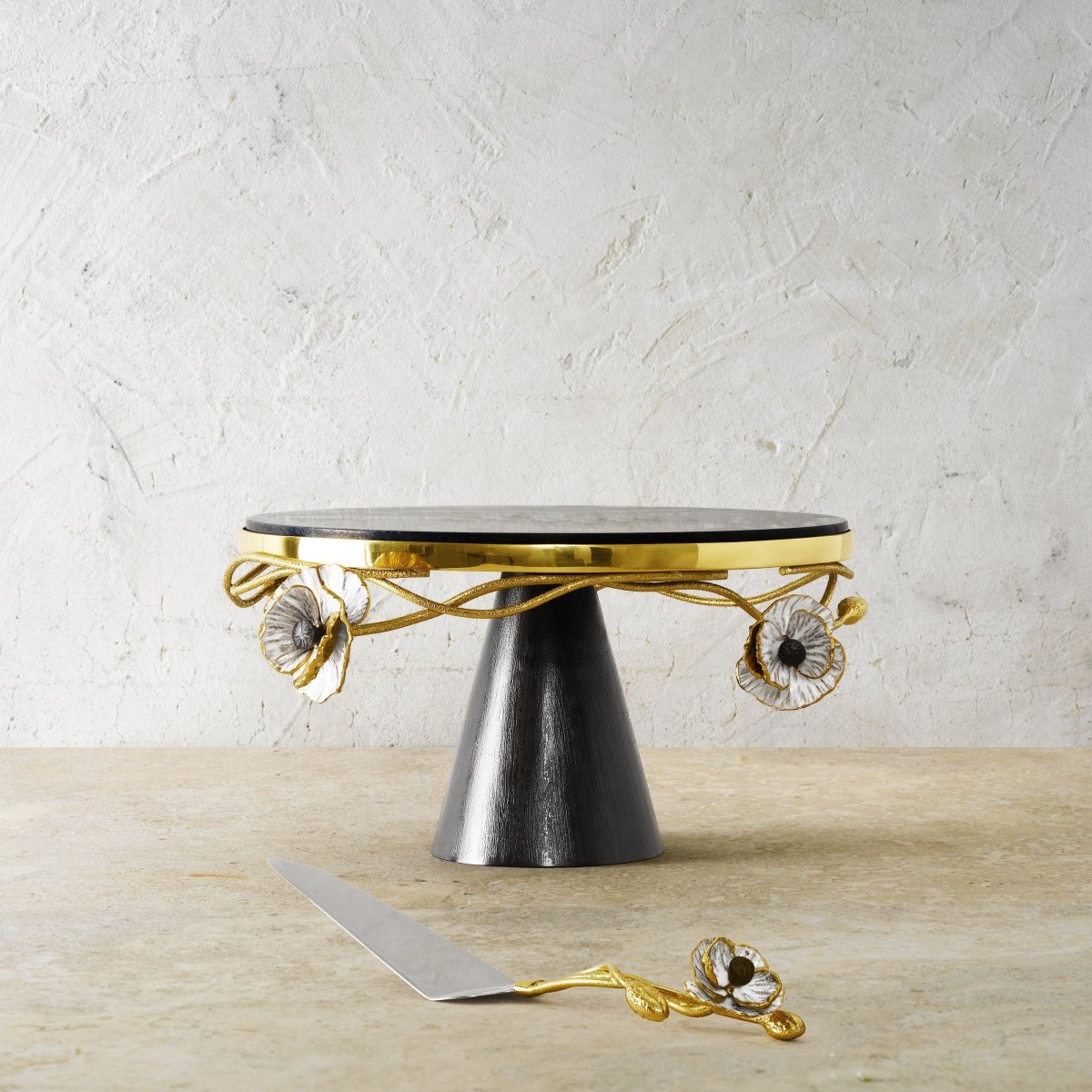 Michael Aram Anemone Cake Stand & Knife Set