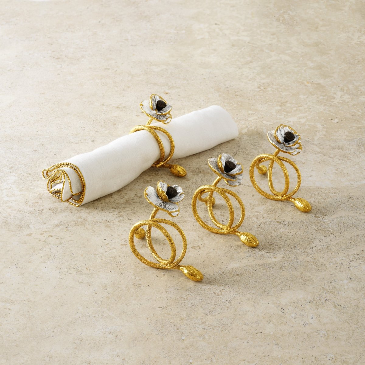 Michael Aram Anemone Napkin Ring Set