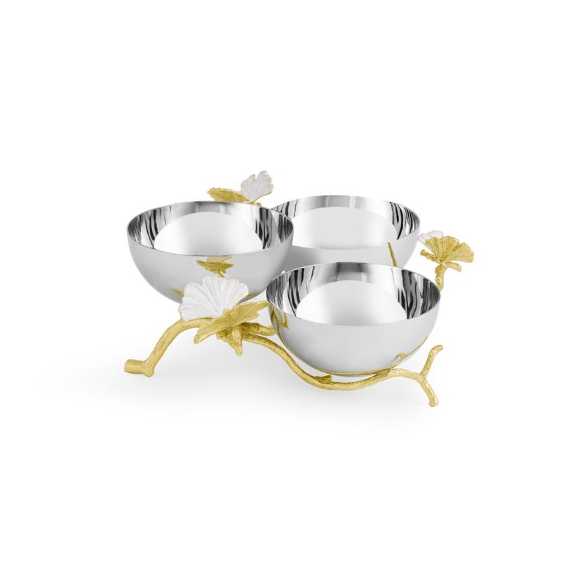 Michael Aram Butterfly Gingko Gold Triple Bowl