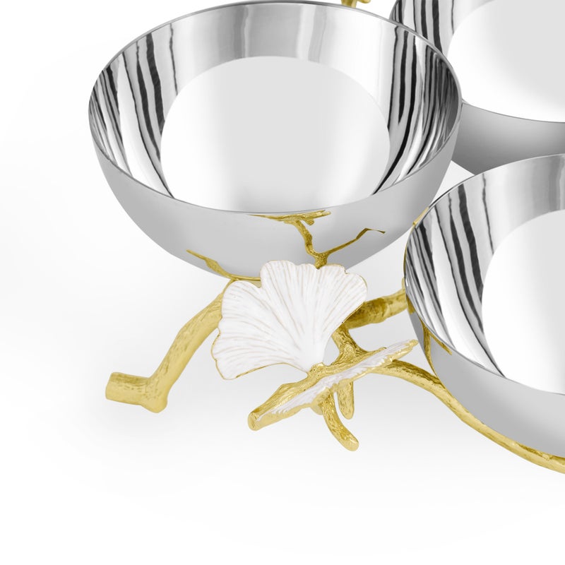 Michael Aram Butterfly Gingko Gold Triple Bowl