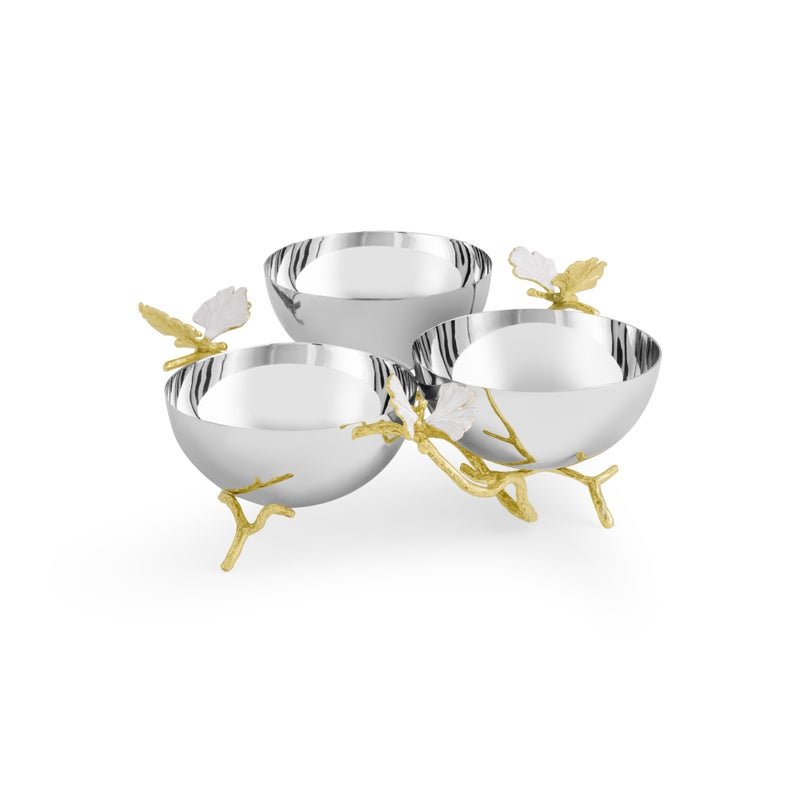 Michael Aram Butterfly Gingko Gold Triple Bowl
