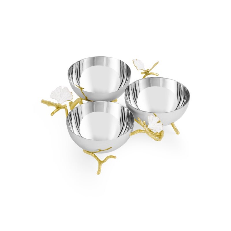 Michael Aram Butterfly Gingko Gold Triple Bowl