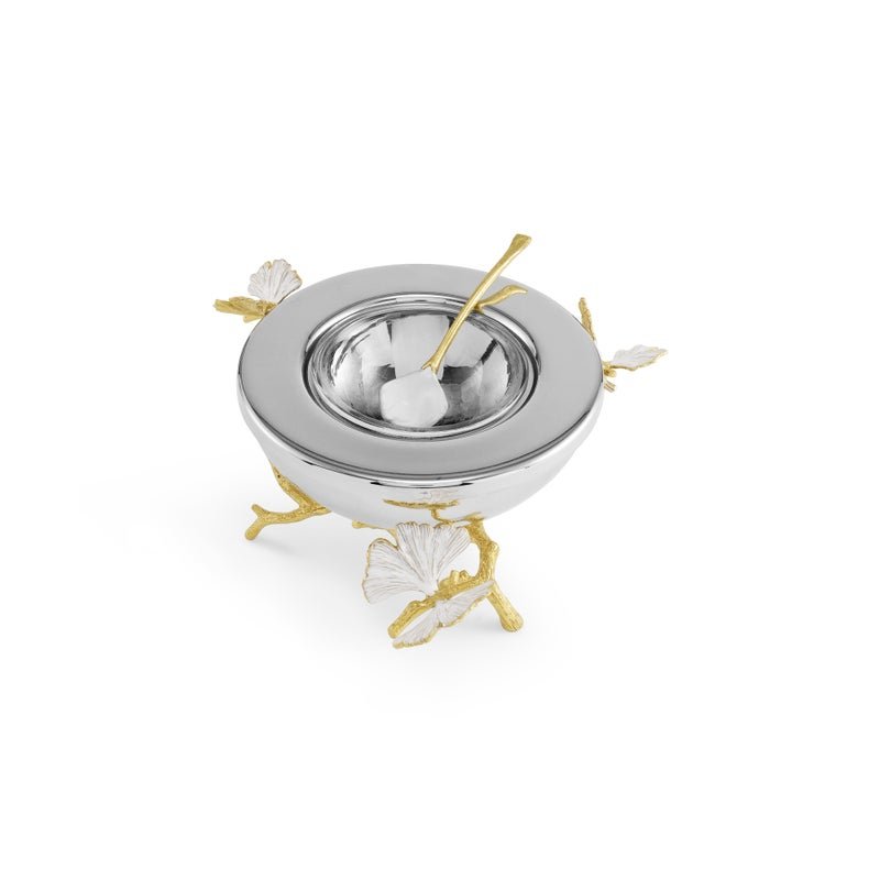 Michael Aram Butterfly Ginkgo Gold Caviar Dish with Spoon