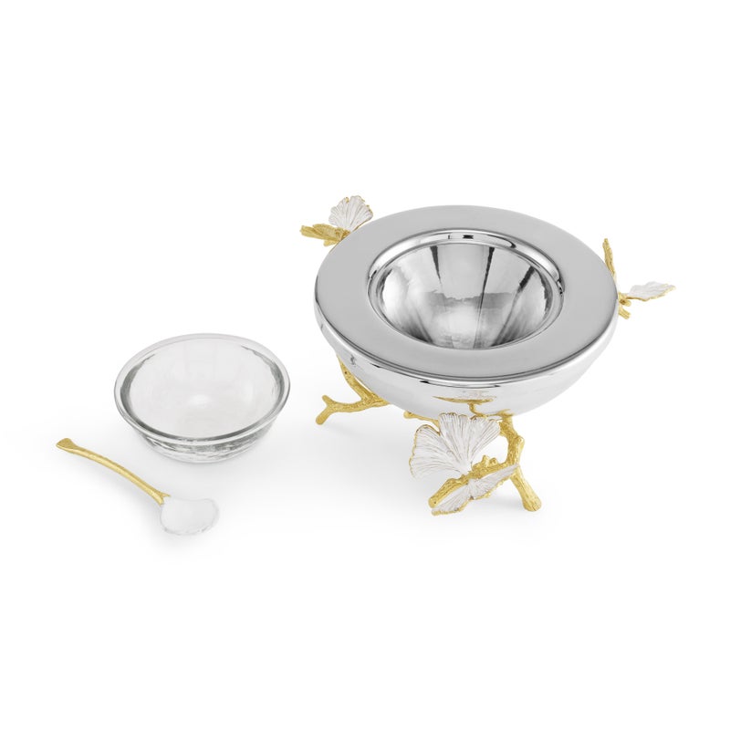Michael Aram Butterfly Ginkgo Gold Caviar Dish with Spoon