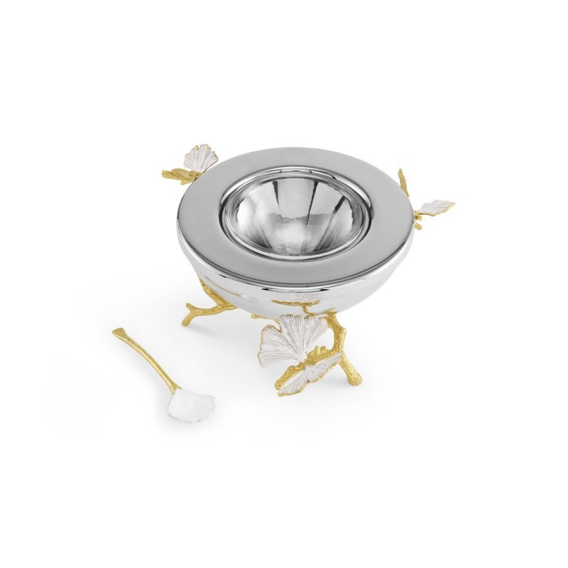 Michael Aram Butterfly Ginkgo Gold Caviar Dish with Spoon