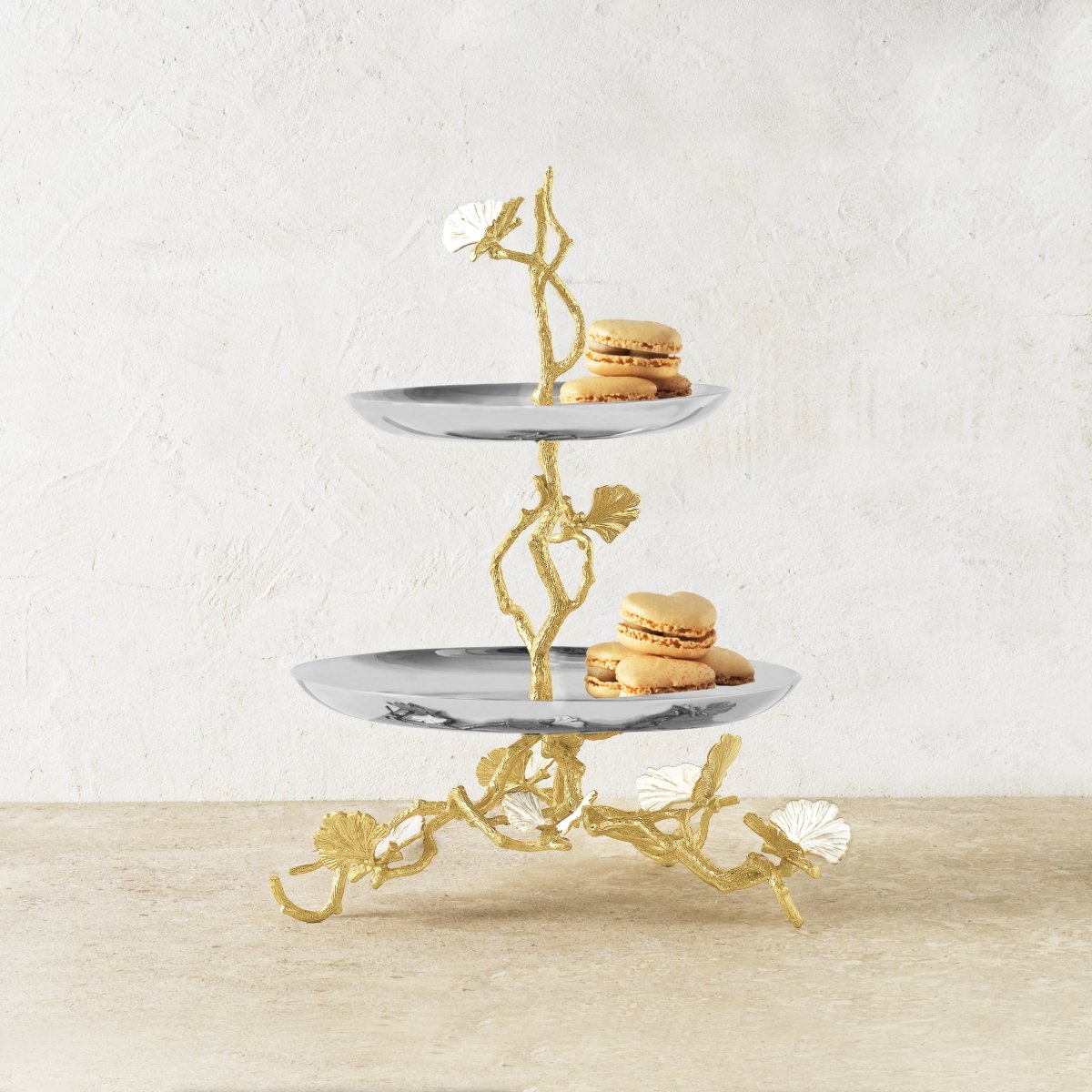 Michael Aram Butterfly Ginkgo Gold Two Tier Etagere