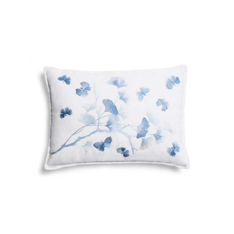 Michael Aram Butterfly Ginkgo Ombre Embroidered Dec Pillow Sky and Crème
