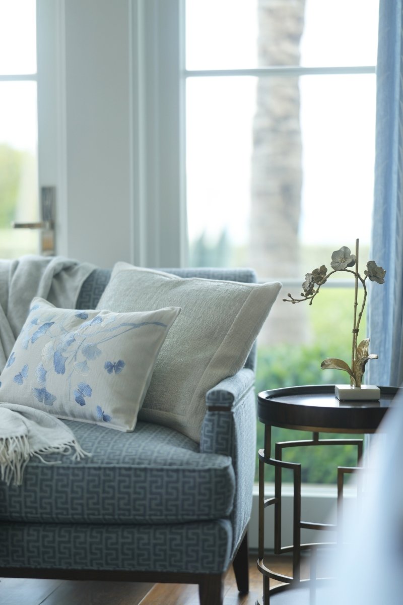 Michael Aram Butterfly Ginkgo Ombre Embroidered Dec Pillow Sky and Crème