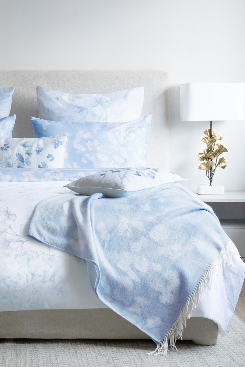 Michael Aram Butterfly Ginkgo Throw Sky and White