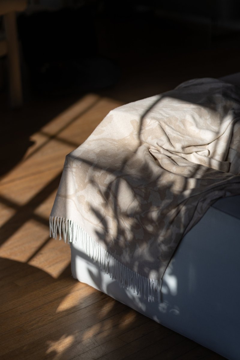 Michael Aram Butterfly Ginkgo Throw Stone and White