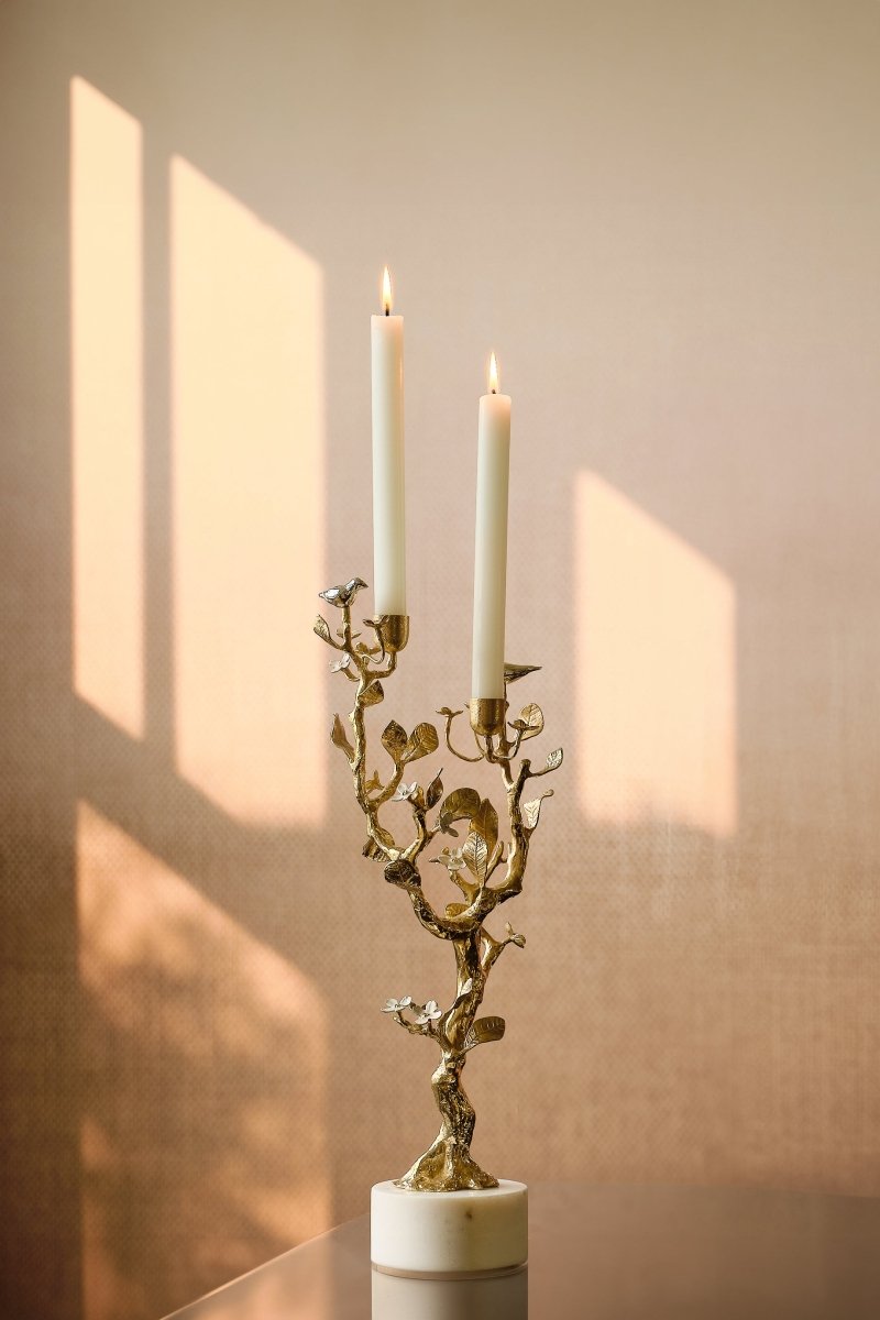 Michael Aram Lovebirds Silver & Gold Candelabra