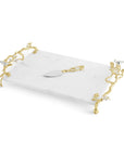 Michael Aram Lovebirds Silver & Gold Chesseboard w Knife