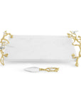 Michael Aram Lovebirds Silver & Gold Chesseboard w Knife