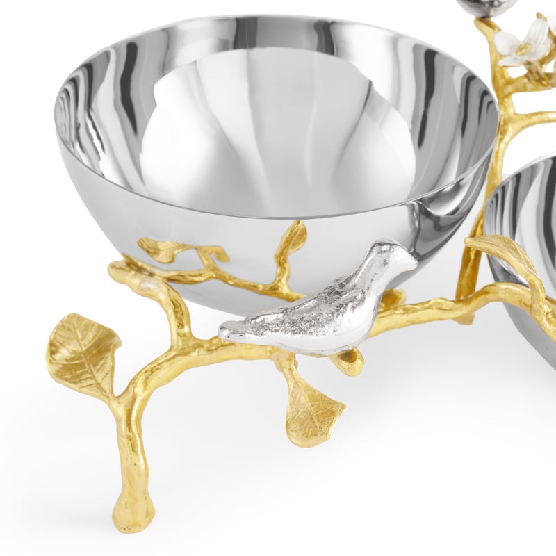 Michael Aram Lovebirds Silver & Gold Double Dish
