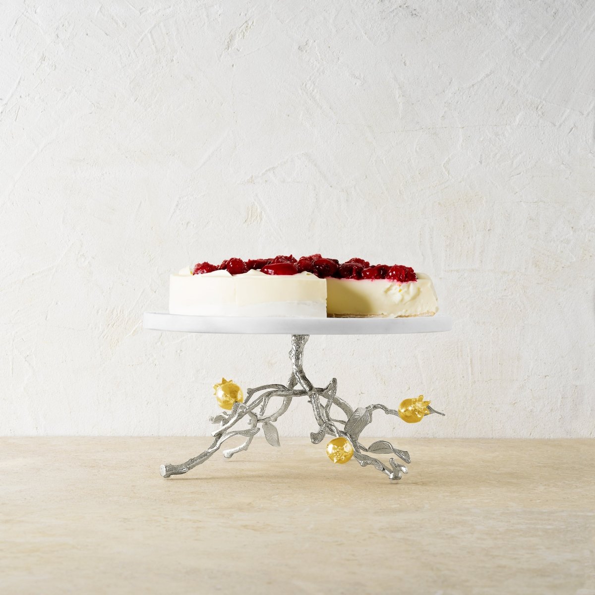 Michael Aram Pomegranate Silver &amp; Gold Cake Stand