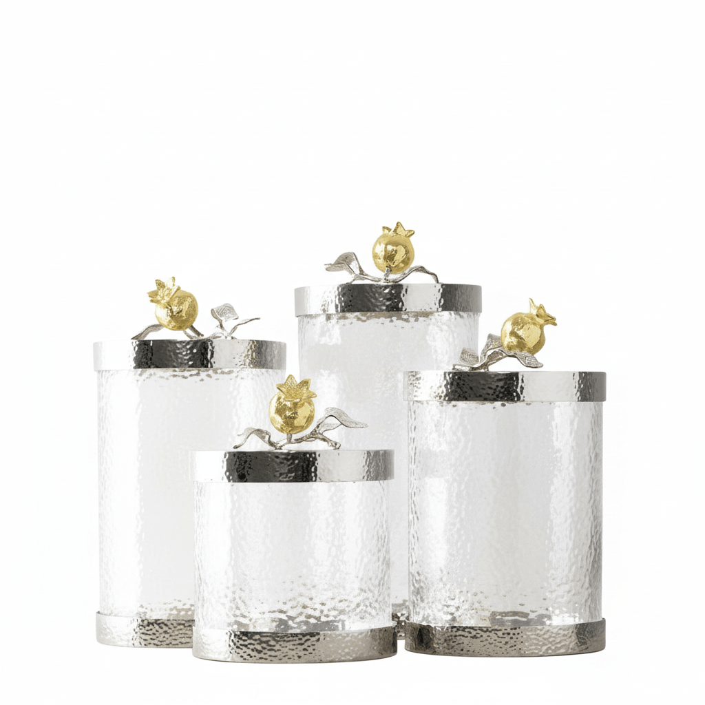 Michael Aram Pomegranate Silver & Gold Canisters