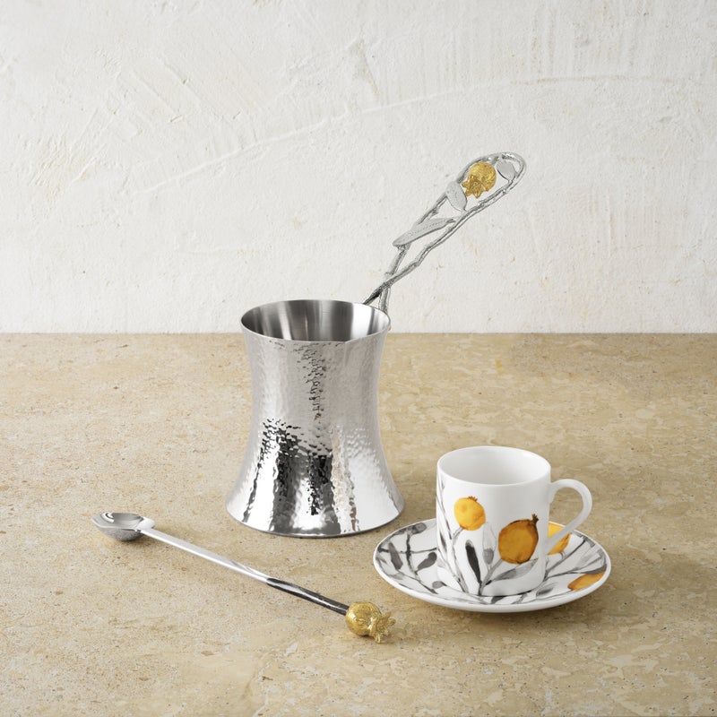 Michael Aram Pomegranate Silver & Gold Coffee Pot w/ Spoon