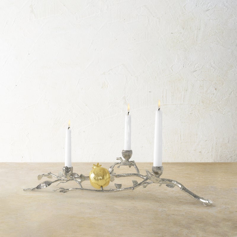 Michael Aram Pomegranate Silver & Gold Low Candleholders