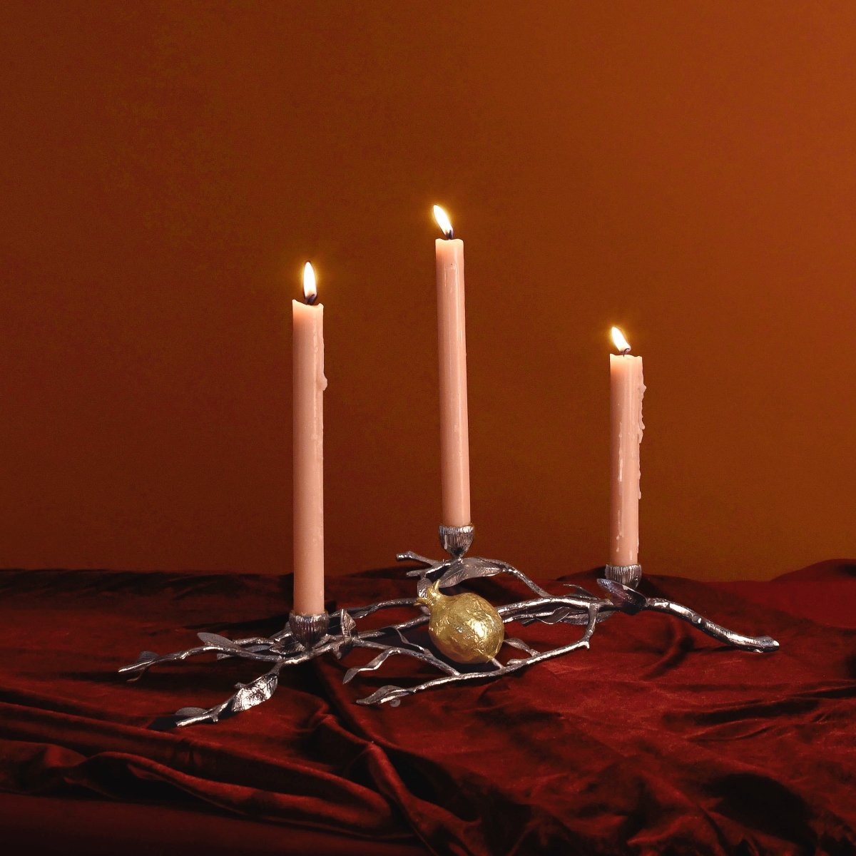 Michael Aram Pomegranate Silver & Gold Low Candleholders