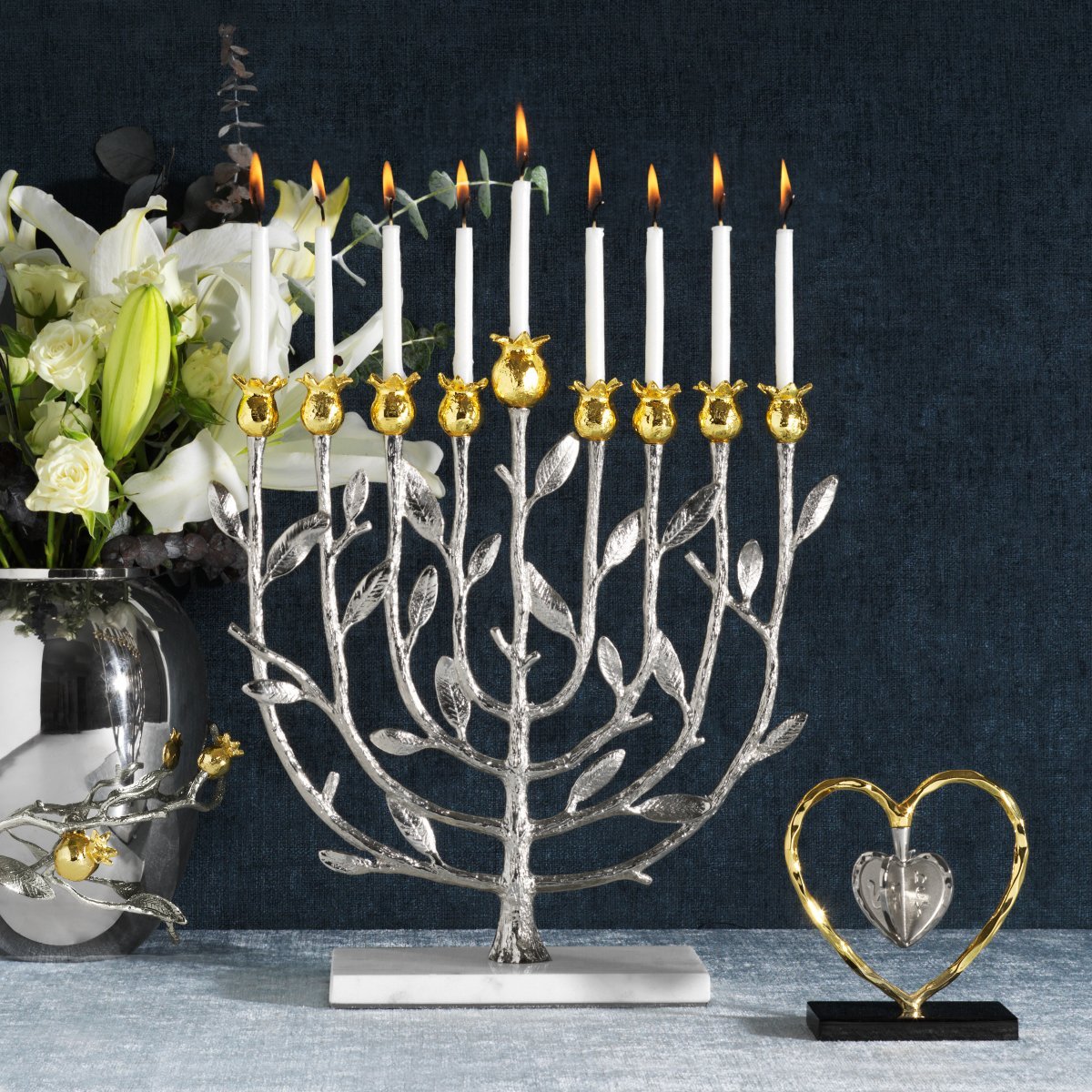 Michael Aram Pomegranate Silver &amp; Gold Menorah