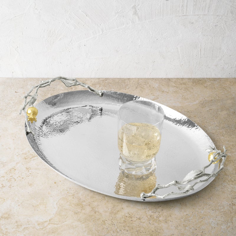 Michael Aram Pomegranate Silver & Gold Oval Tray