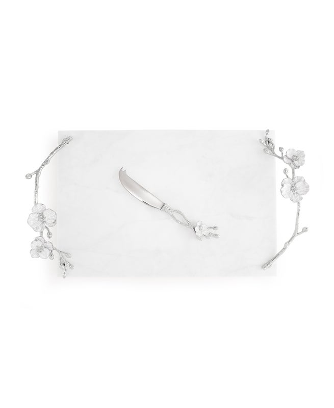Michael Aram Silver Orchid Cheeseboard with Knife