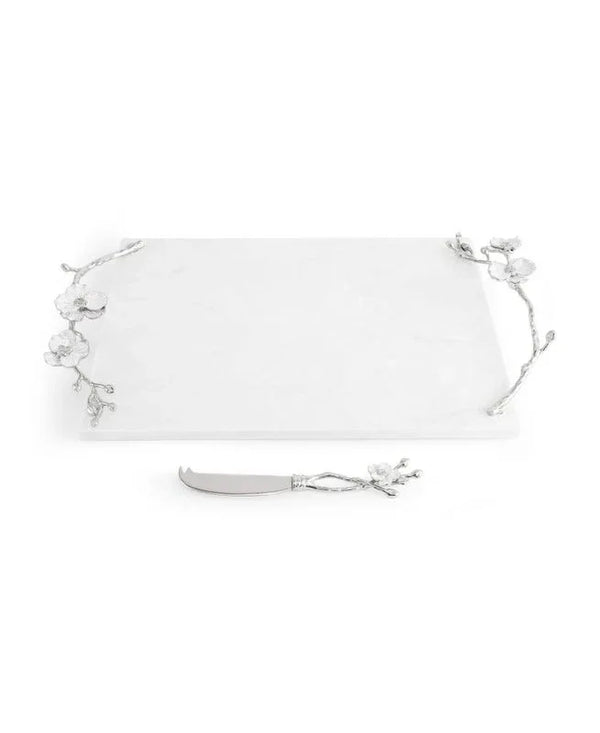 Michael Aram Silver Orchid Cheeseboard with Knife