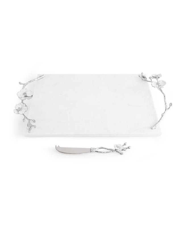 Michael Aram Silver Orchid Cheeseboard with Knife